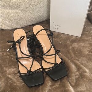 A New Day Elegant Black Strappy Sandals